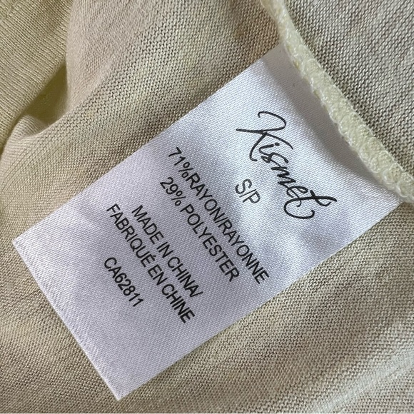 Kismet Vneck tie up shoulder detail ribbons Light Yellow Tank Top - Picture 9 of 11